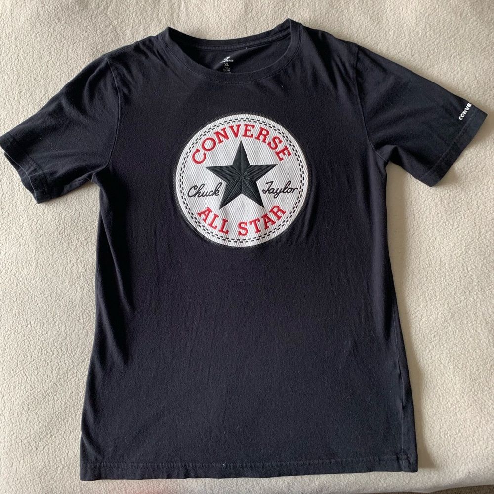 Converse Boys Black All Star Logo Graphic Print T-Shirt XL 163-175cm